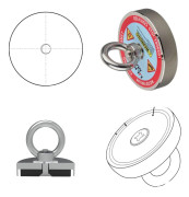 Räddningsmagnet, Neodymmagnet, Hög dragkraft,400KG, magnetisk dragkraft
