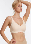 Wireless Push-Up Bra 3D Cup Support Seamless V-Neck Soft Comfort Bra for Large Busts Strong Support Multiple Colors skin XXL skin XXL