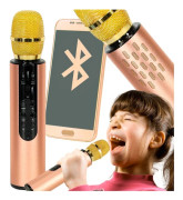 Bluetooth karaoke trådlös mikrofon guld