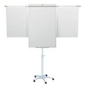 NOBO K onferensställ Piranha, stålfärgat staffli för blädderblock och mobil whiteboardtavla, magnetisk stålyta, aluminiumram