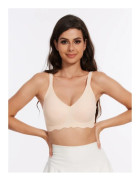 Wireless Push-Up Bra 3D Cup Support Seamless V-Neck Soft Comfort Bra for Large Busts Strong Support Multiple Colors skin XL skin XL