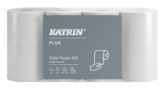 Toalettpapper Katrin Plus Easy Flush 2-lagers Ø11,5cm L50mxB10cm Ny fiber Vit - (5 förpackningar x 8 rullar)