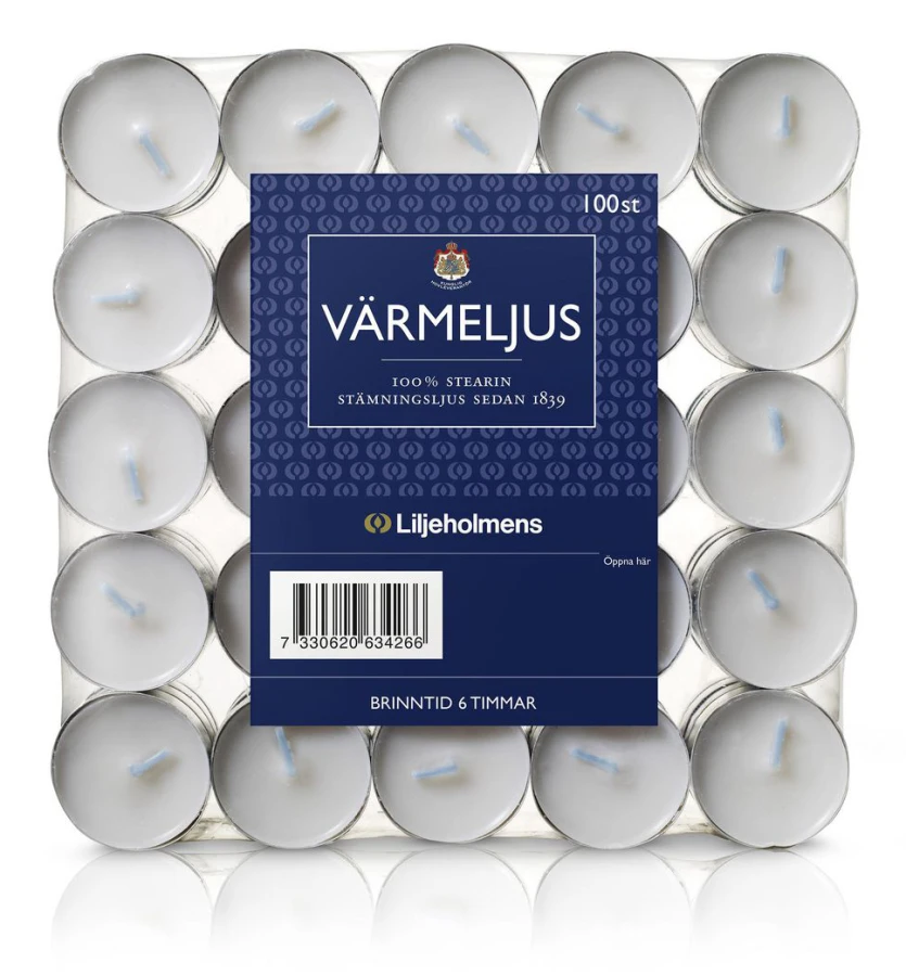 Värmeljus 100% Stearin 100-Pack