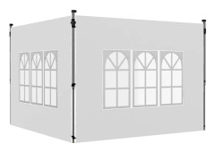 Vattentäta sidoväggar till paviljongen med fönster, 3x3/3x4 m, vita