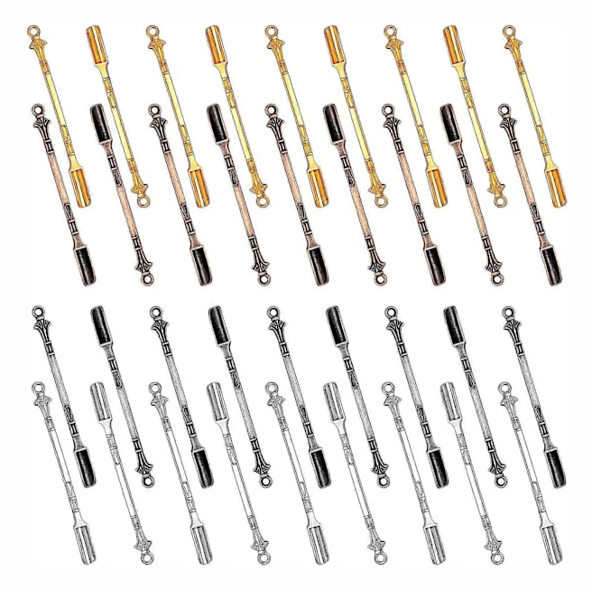 Sked Mini Spade Medicinsk Sked Bordsartiklar Charm Hängen Halsband Mini Spade för Fyllning av Flaskor med Örter Hemtillbehör Halsband Sked Guld Silver
