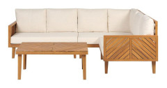 Trädgårdsgrupp Akaciaträ Ljusbeige Kuddar 5-sits Modern Design Utomhus Set