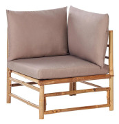 Hörnsektion 1-sits Taupe Bambu Polyester Tygdyna Armlös Stol Modul Modulär Soffdel