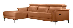 Hörnsoffa 3-sits Lund Cognac, Läder/PU, Vänster Elektrisk Fåtölj - Cognac, Läder/PU, Vänster Elektrisk Fåtölj