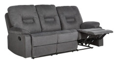 Recliner Soffa Mörkgrå 3-sits Manuellt Justerbar Rygg och Fotstöd