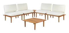 Loungegrupp med bord Frascati Vit/ljust trä, 4-Sits - Vit/ljust trä, 4-Sits
