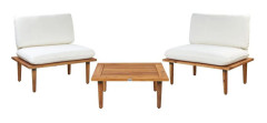 Loungegrupp med bord Frascati Vit/ljust trä, 2-Sits - Vit/ljust trä, 2-Sits