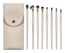 8 st Ögonskuggsborstset Mjuka Fiber Ögonmakeupborstar + Väska Beige