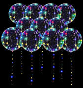 LED-ballonger 10 st. Light Up Balloons 20 Inches Clear Helium Bobo