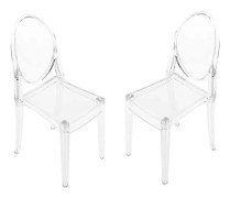 2-delad 1/6 Plast Matsalsstol Möbler För Docka Transparent Spökstol