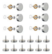 20 st borstade skruvar i rostfritt stål med dekorativa lock för speglar, bord, plattor, skåp, glaspaneler, silver 14 mm