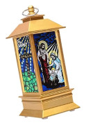 Julkyrkans ljuslampa Julsnöklot Kristna kyrkdekorationer LED-upplyst（guld）