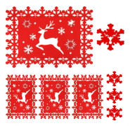 8 Julunderlägg och bordsunderlägg, röd ren snöflinga för jul P