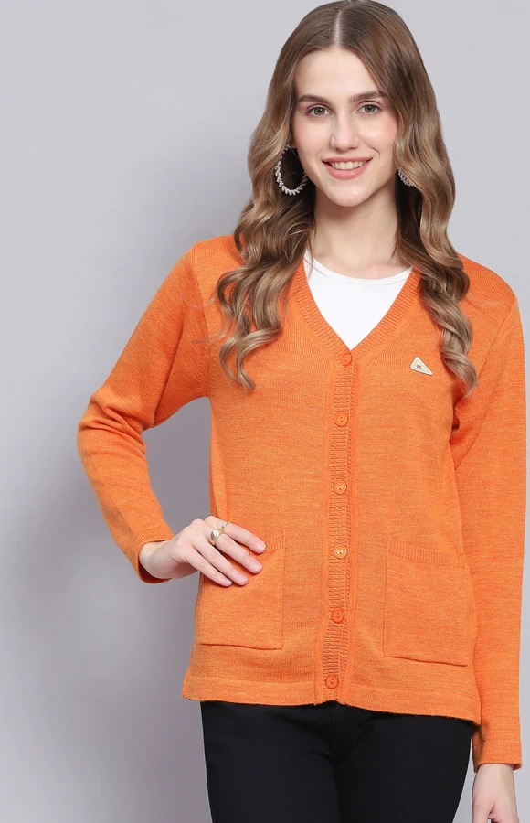 Monte Carlo Dam V-ringad Kofta XL orange