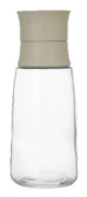 Transparent glasflaska med vitt lock, inbyggt filter, vändbar tratt, droppsäker hällning, dubbelanvändningslock, två-i-ett-design för hemköket
