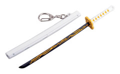Demon Slayer Anime Sword Keychain Mini Katana Keychains Anime Keychain Cosplay Pendant Gift-r (Yellow)