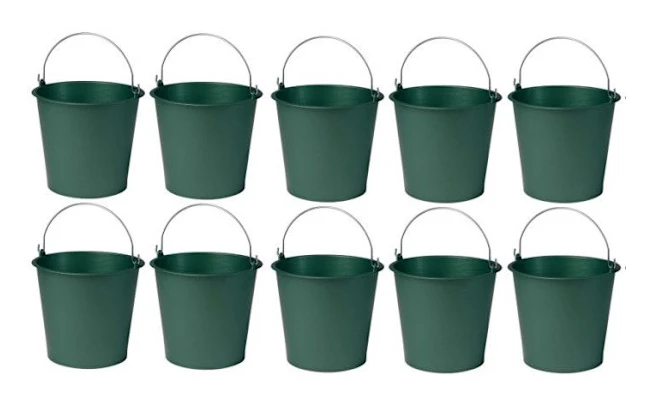 Set med 10 användbara hinkar 10L Tillverkade i Frankrike - Grön - D 28 x H 24 cm