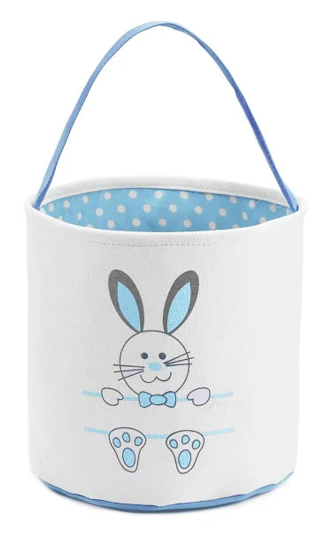 Easter Bunny Basket Bag for Kids, Egg Basket/Egg Hunt Bag, Cute Bunny Expressed Bucket, Can Hold Easter Eggs, Candies, Gifts (Blue). blue