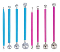 wxsp 8 st 4 storlekar prickningsmodelleringsverktyg, dubbelsidiga metallkulspennor tårtdekorationsverktyg DIY lerverktyg för polymerlera keramikmodellering