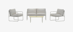 Soffgrupp Thassos 2-sits Soffa + 2 Fåtöljer med bord Utomhus - Beige