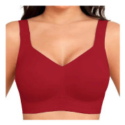 Dambehåar Jelly för Push Up Utan Bygel Behå Bekväm Mjuk Smörig Yoga Bralette Vardag Sport T-shirt Röd Red XXL
