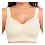 Dambehåar Jelly för Push Up utan bygel Behå Bekväm Mjuk Smörig Yoga Bralette Vardag Sport T-shirt Khaki White XXL