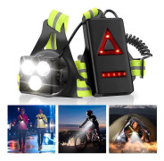 USB-löparlampa, uppladdningsbar, löparlampa, 3 lägen, vattentät, för utomhussport, perfekt för löpning, med 360 graders reflekterande band för