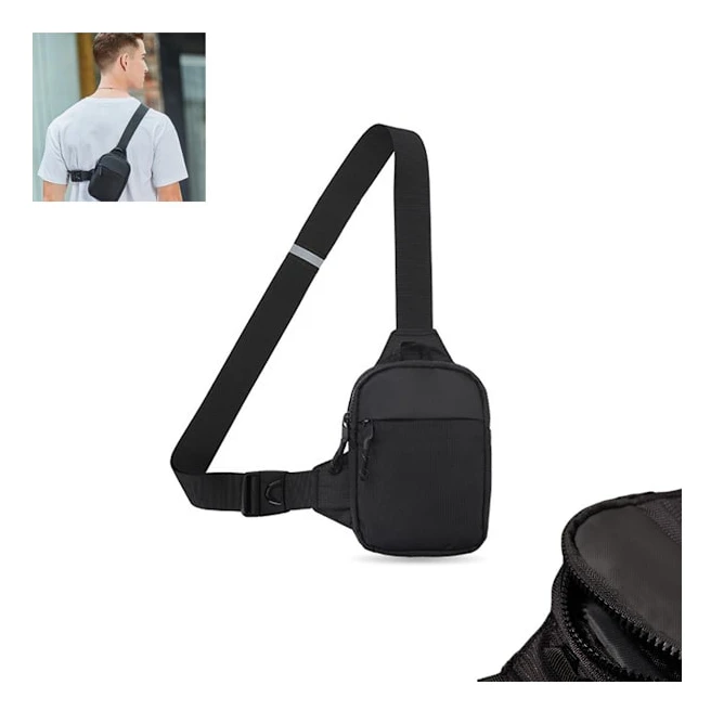 Bröstväska Sling Bag, Mini Crossbody, Vattentät, Svart, 14x19cm, för Utomhussport