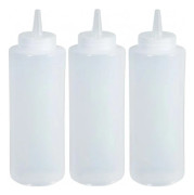 3-pack - 355 ml - Genomskinliga klämflaskor - Klämflaskor för kryddor - Apelsinjuiceflaskor - Apelsinklämflaskor - Apelsinflaskset - Skruvkorkar