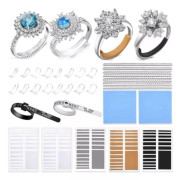 Invisible Silicone Ring Adjuster Set - Spiral TPU+PC ring adjuster with adhesive pads, 24 pcs + 5 pads, 10cm strips
