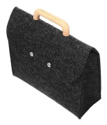Felt Business Bag with Wooden Handle for File Organization 2 Pcs Dark Grey