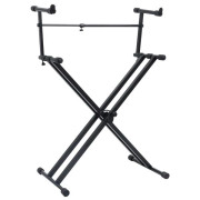vidaXL Double-Braced Keyboard Stand X-Frame Black Black