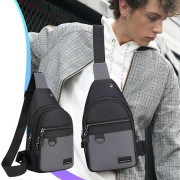 Lätt Crossbody Sling Bag för män och kvinnor – Justerbar rem, stort fack för surfplattor och telefoner, kompatibel med utomhusfritid [YJD] Gray Free Size