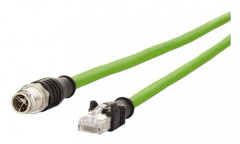 METZ CONNECT - Nätverkskabel - 8-stifts M12 (P) till RJ-45 (hane) - 5 m - 6.4 mm - S/FTP - CAT 6a - halogenfri, hakfri, tvinnad, X-kodad - grön