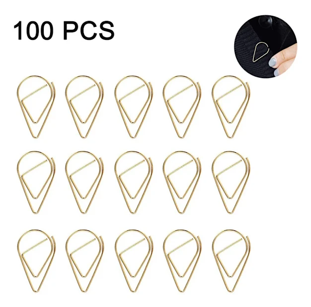 100 Large Golden Paper Clips, 0.8mm, Colored Office Clips for Paper, Office Supplies, Heavy Duty Paper Fasteners