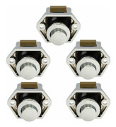 Push Button Campervan - Lock Knob Closure Door Cabinet for RV Motorhome 5 Pack (Chrome)
