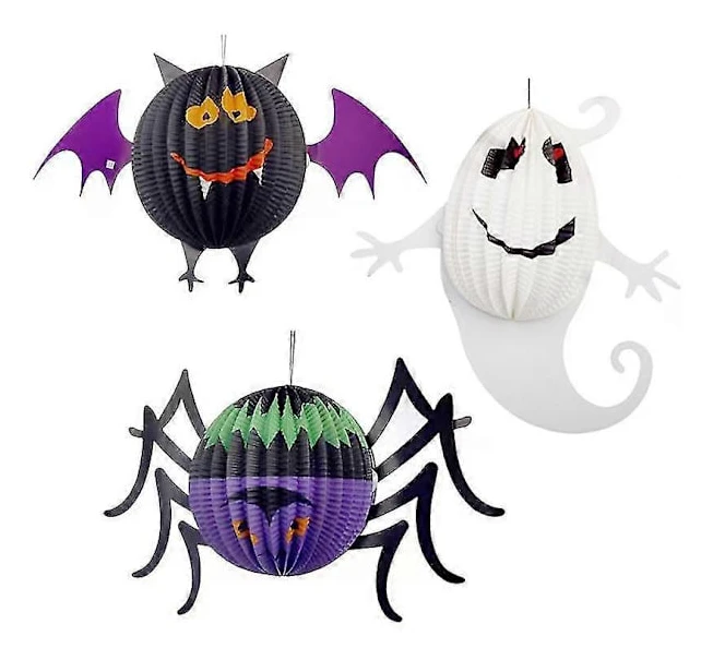 Dekoration för jul och halloween - Papperslyktor, 3D Vikbara Bikakepapperslyktor Spindel Spöke Fladdermus Pumpa Papperslykta Halloween
