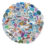 Ocean World-klistermärken, 100 vinyldekaler, varor, klistermärken för bärbara datorer, datorer, Hydro Flasks, skateboard och resefodral