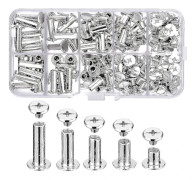 80-piece Female Rivet Screw Set 5 Sizes Metal Round Cross Head Rivets Leather Binding