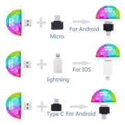 4st USB Mini Discolampa, Flerfärgad LED Bil Atmosfärslampa, Ljudaktiverad Magisk Strobefestlampa