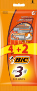 BIC Sensitive 3-blads rakhyvel för män, 1-pack - 6 st (4 + 2 gratis)