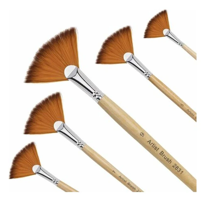 Penslar 5-pack Fläktpensel Målarpensel Konstnärer Nylon