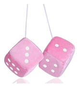 Paket Fluffiga Biltärningar 7cm Retro Stil Bilkuber Hängande Kvadrater för Bilinredning Rosa