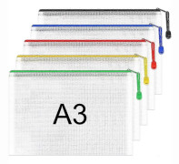A3 Document Folder Extra Thick Zippered File Bags Mesh Zipper Document Wallets Folder Travel Storage Bag for Office Supplies and Travel Accessories