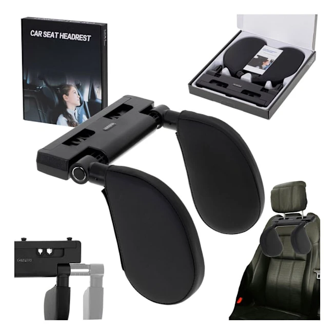 Adjustable Car Headrest with Side Cushions Memory Foam Black