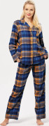 Dampyjamas i flanell med rutig skjorta och långbyxor LNS 481 Key LNS 481 B24 DAMPYJAMAS marinblå/orange XL
